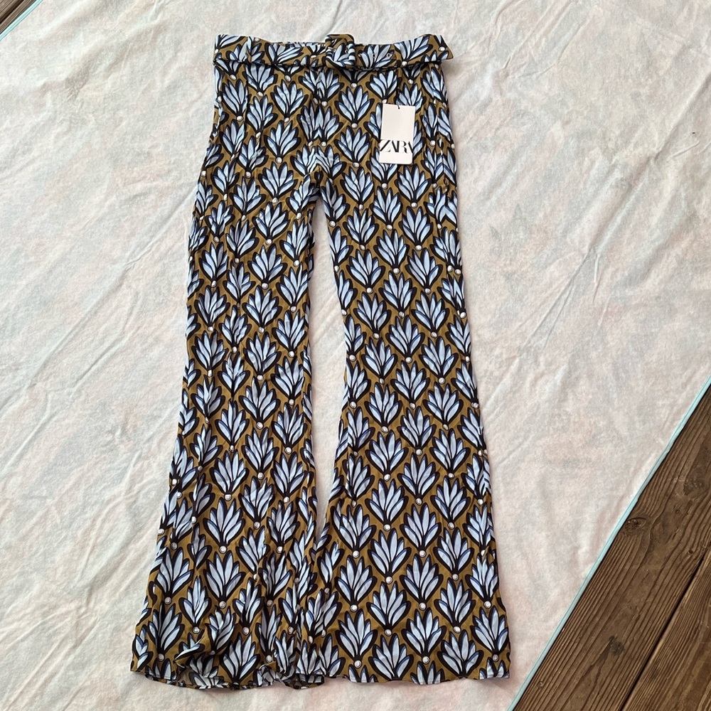 Zara Patterned Leggings - Blue & Brown